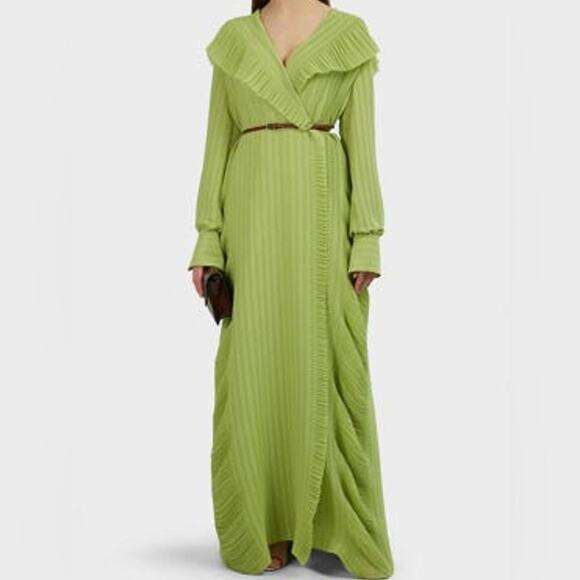 The Row Hania Belted Ruffled Crinkled-chiffon Gown in Black size XS / S - Picture 14 of 14